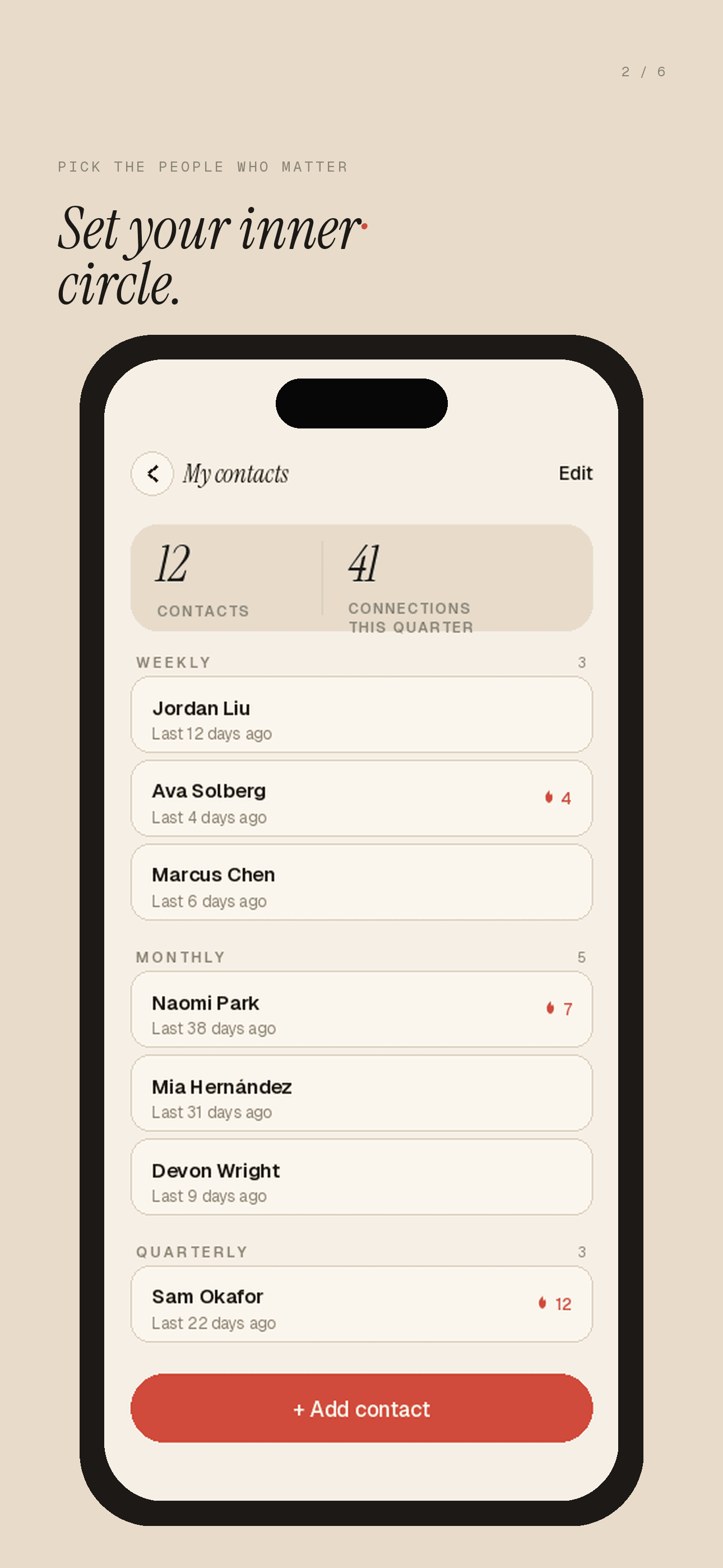Pick which contacts from your address book belong in the deck